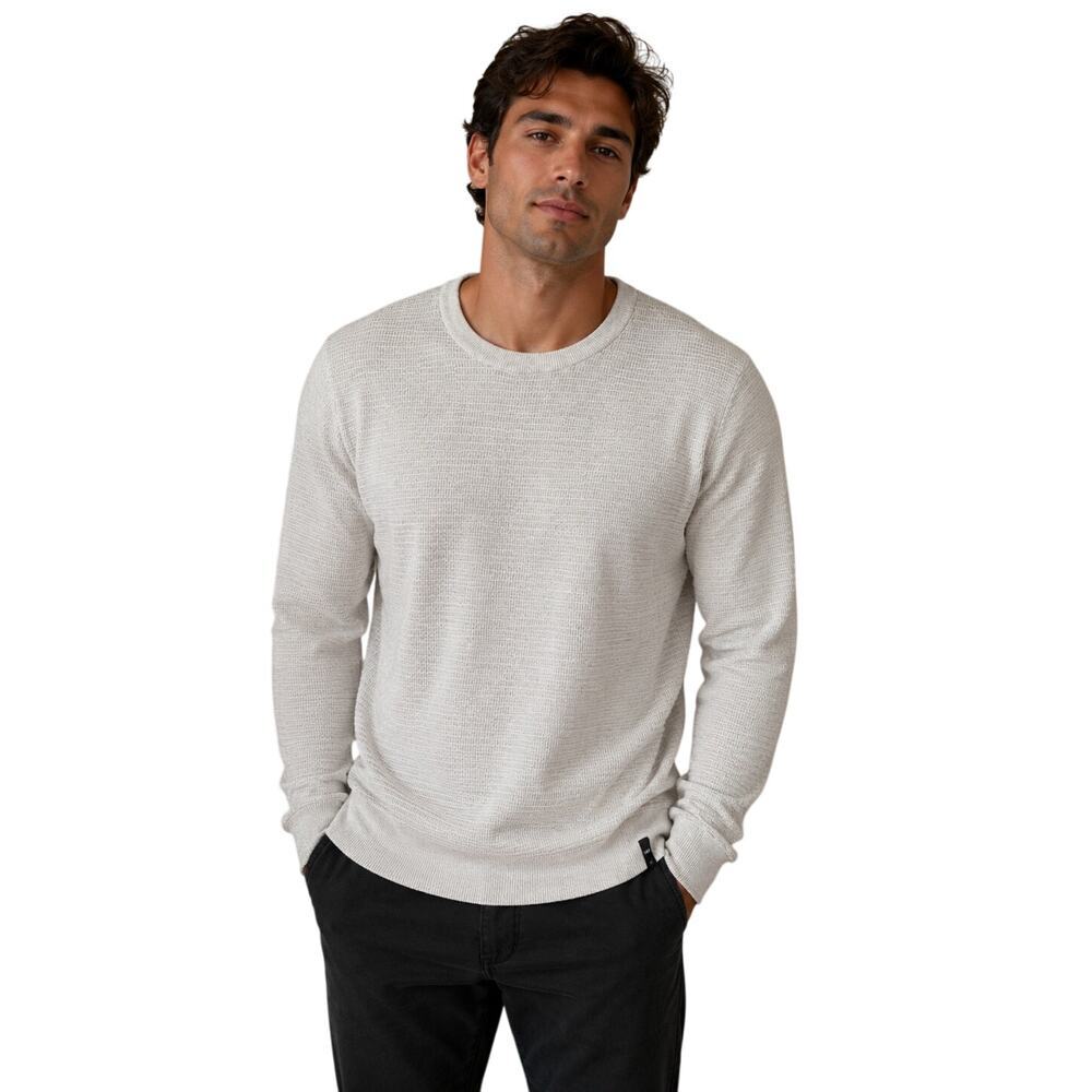 Jules Mens Medium Ivory Textured Knit Sweater Crew Neck Lightweight Pullover - Picture 1 of 8